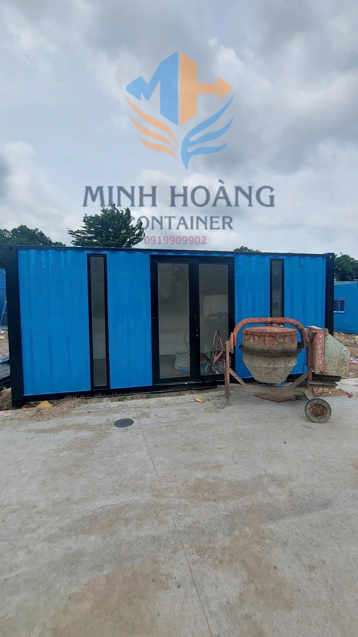 Container Văn Phòng 20 Feet Xanh Dương Viền Đen